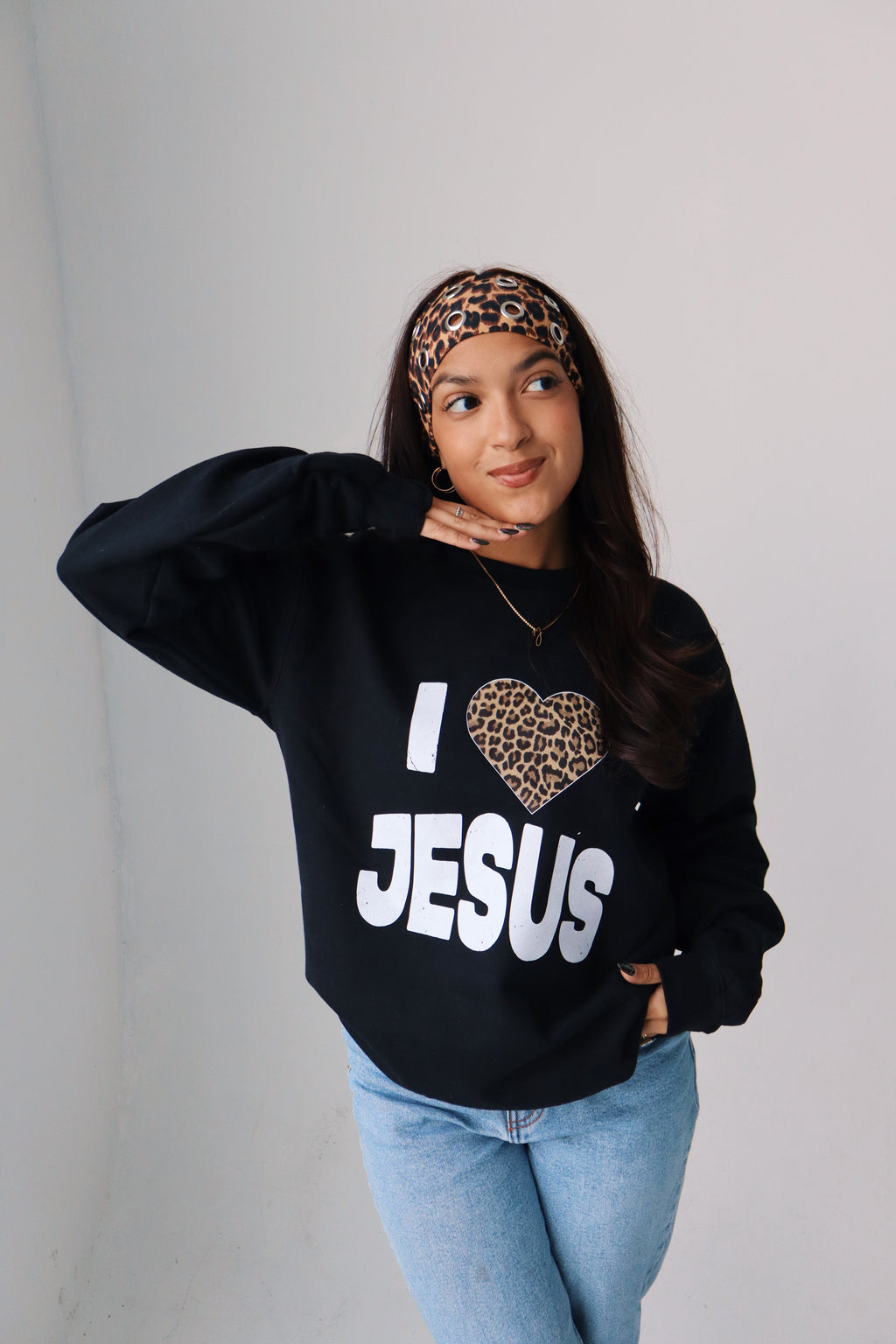 I Love Jesus Cheetah Sweatshirt
