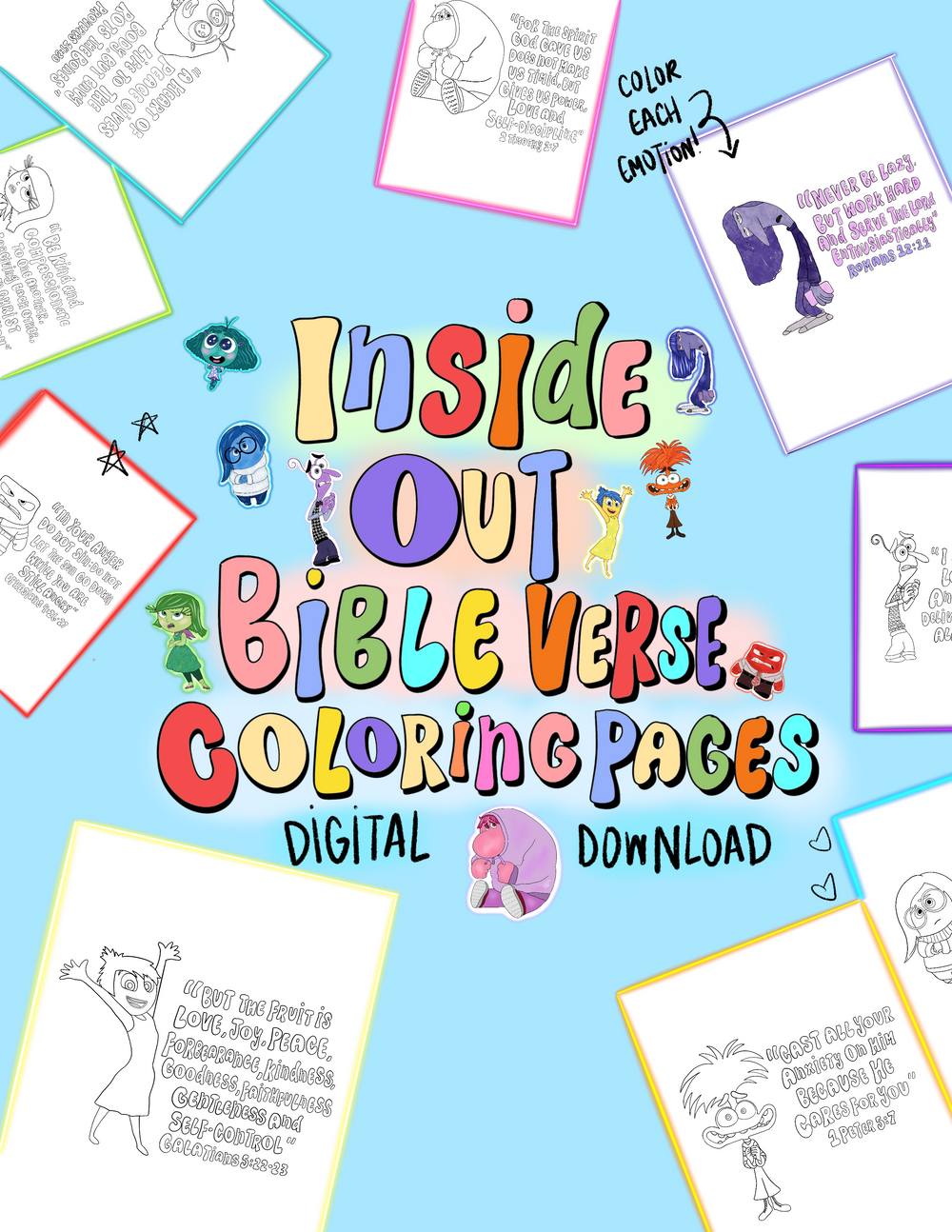 InsideOut BIBLE Verse *COLORING PAGES* DIGITAL DOWNLOAD