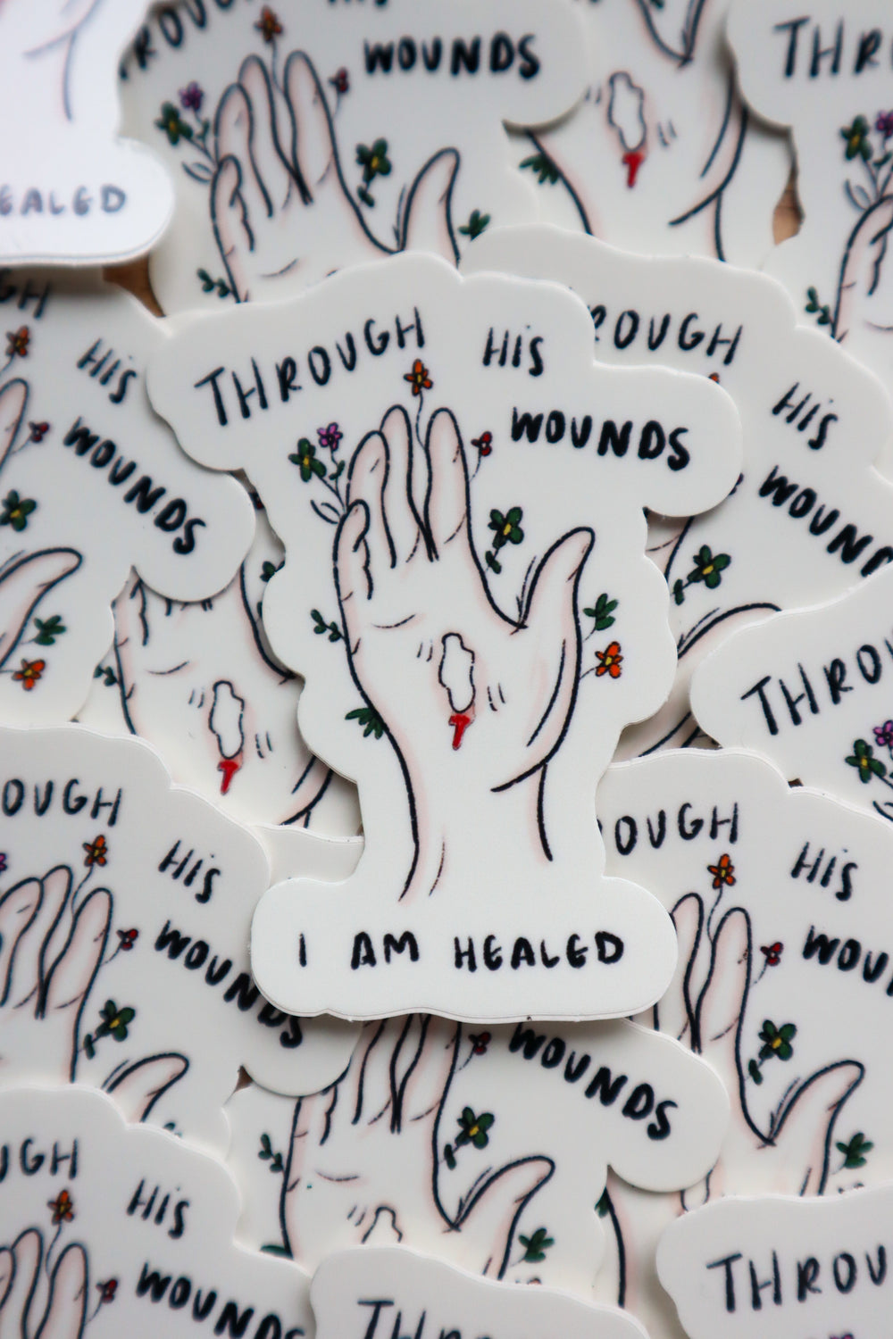Through His Wounds Sticker