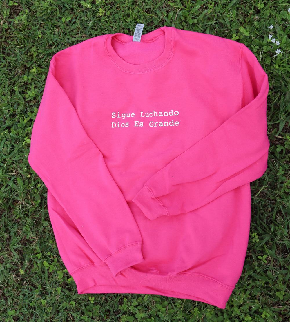 Sigue Luchando Sweatshirt Pink/White